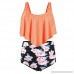 Womens Bikini Swimsuit High Waisted Tankini Bottom and Flounce Top Swimwear Two Piece Bathing Suits Set Orange Flower B07Q6K17DP